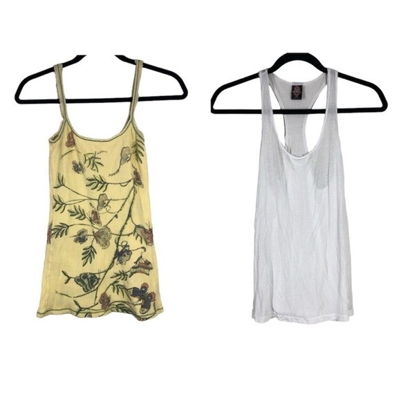 Free People Y2K Fairy Butterfly Floral Tank Top Bundle Yellow White Small - Picture 1 of 11